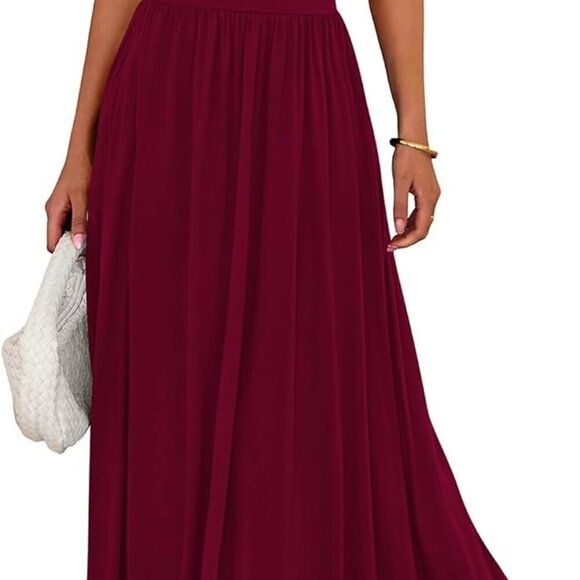 Dresses & Skirts - Summer Maxi Dress Women Casual Sleeveless Ruched High Waist Flowy Beach Dress